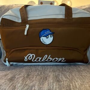 Malbon Burnt Orange and White Unisex Travel Bag.